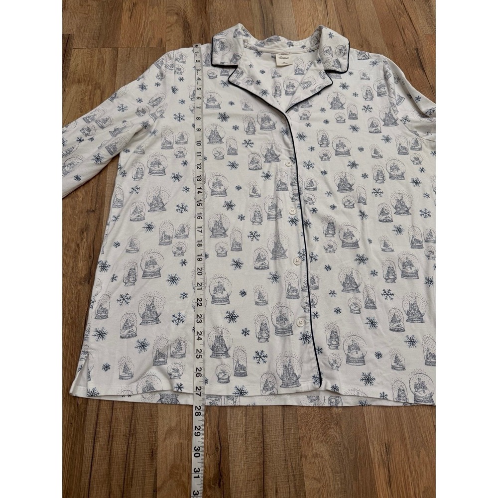 Soma Pajama Set XL Winter Snow Globe Print Button Up Top Pants - Picture 7 of 12